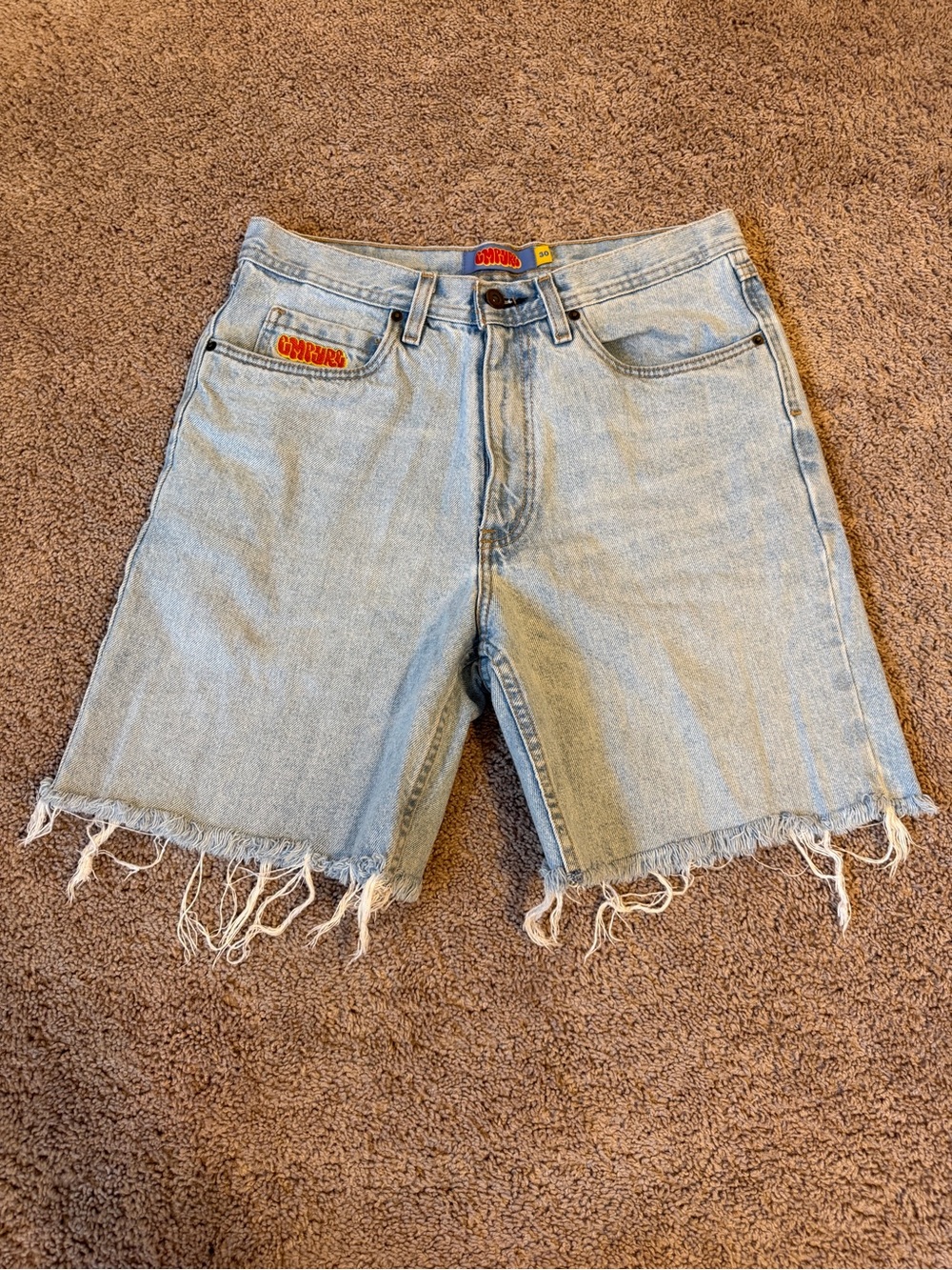 Empyre vintage Light Wash Denim Cutoff Shorts with Frayed Hem
